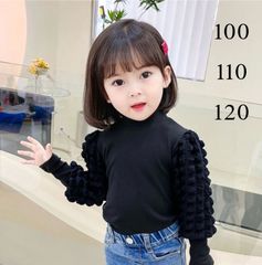 【新品】韓国風　女子　パフスリーブ　トップス　かわいい　オシャレ　長袖　 黒　100・110・120