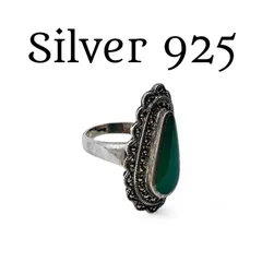 【クラシック】 Silver 925 刻印 90s Vintage Ring シルバー リング 17号 マーカサイト