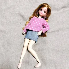 【136】3点セット ロンＴ デニムスカート 服  ハート柄 ピンク リカちゃん