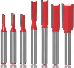 Kimlonton7本セット超硬刃トリマービット ルータービット ストレートビットセット 木工フライスカッタールータービット 超硬ストレートビット 6mmシャンク ルーター 工具 ビット 片刃/両刃ナイフ ビット ほぞカッター 木工用 切削