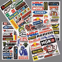 レーシングステッカー　4シート分　バイクステッカー　４枚セット　MOTUL REPSOL SHOWA  REDBULLmotoGP　 ヘルメットステッカー　 ガレージ　 工具箱