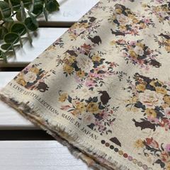 Yu089◇2.0m◇コットンリネン◇B◇flower rabbits