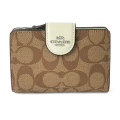 新品 コーチ COACH 2つ折り財布 MEDIUM CORNER ZIP WALLET カーキ/ライトセージ