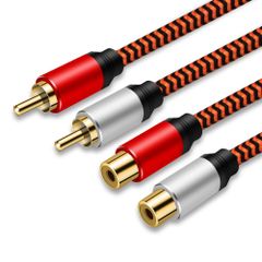 【人気商品】RCA延長ケーブル 2M、LiuTianデュアルシールドゴールドプレートヘビーデューティナイロンブレード2RCAオス-2RCAメスステレオオーディオケーブル、ホームシアター、HDTV、アンプ、Hi-Fiシステム用。
