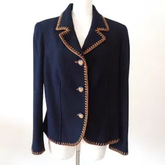 #wnc GKITALIYA 伊太利屋 ジャケット 9 黒系 ステッチ ヒョウ柄 ボタン レディース [890817]