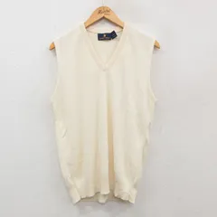 M/古着 ニット ベスト メンズ 80s 無地 アクリル Vネック 生成り 24oct16 中古 トップス