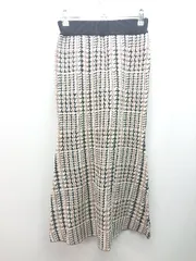 ◇ ROYAL PARTY 千鳥柄 ニット生地 ウエストゴム おしゃれ ロング マーメイド スカート サイズF ブラウン系 レディース E  【1310130004687】