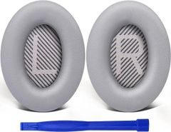 SoloWIT イヤーパッド イヤークッション 交換用 Bose QuietComfort 35 & 35ii(QC35 & QC35ii)に対応 ヘッドフォンに適用 ヘッドホンパッド 遮音 ソフトレザー 高密度フォーム (銀色)
