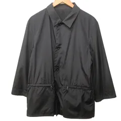 23区 オンワード樫山 オム HOMME リバーシブル ステンカラーコート ジャケット リネン ウール混 ストレッチ有 黒 ブラック 48 約M 1025のサムネイル