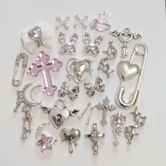 No.138　サブカル　ピンク　シルバー　地雷系　ネイルパーツ　まとめ売り