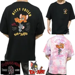 トムとジェリー Tシャツ バンソン 半袖 ブレイブマン コラボ TOM & JERRY メンズ キャラクター TJB-2501 刺繍 ブラック/ピンク/タイダイ サイズS/サイズM/サイズL/サイズXL ネバーマインド