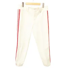 デサント DESCENTE 90s ヴィンテージ VINTAGE パンツ ジャージ ライン ジップフライ O 約XLサイズ アイボリー 赤 レッドのサムネイル