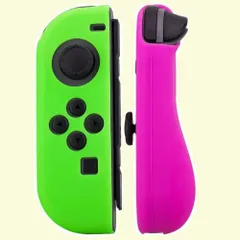 Nintendo Switch Joy-Con シリコンケース (L)/(R) BLUEHOOSYOO カバー ニンテンドースイッチ 任天 堂 コントローラ用 保護ケース キズ防止 滑り止め … (緑とピンク)