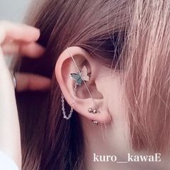 蝶のイヤーラップピアス / ゴシック かわいい ラップクローラー ガーリー
