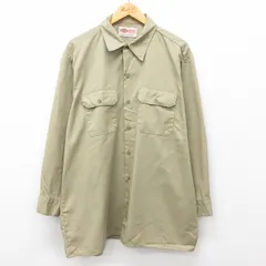 XL/古着 ディッキーズ Dickies 長袖 ワーク シャツ メンズ 90s 大きいサイズ ロング丈 ベージュ カーキ 24sep05 中古 トップス