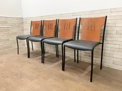 美品✴︎2脚セット✴︎コクヨ スタッキングチェア 木製 スチール レザー 合皮 イス チェア 座面高44cm 2脚セット スタッキングチェア 積み重ね
