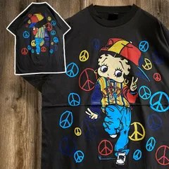 BGVT キャラ Tシャツ ビンテージ 古着 USA製 黒 ベティ ブープ Betty Boop ピース マーク アメコミ XLサイズ  p10/