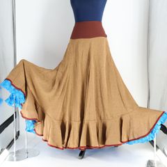 美品 フラメンコ衣装】ブラウン ファルダ スカート ボランテ
