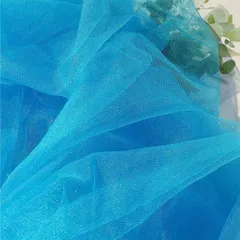 moonfarm 微光沢 ソフト チュール 生地 3mx幅160cm カラー レース 無地 布 手芸( ブルー)のサムネイル