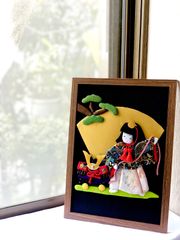 【予約承ります！】端午の節句兜を引く童和モダンな布フレームアート