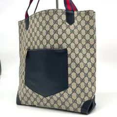 OLD GUCCI オールドグッチ シェリーライン GGスプリーム トートバッグ A4可能 大容量 PVC 革 ベージュ