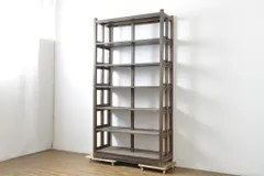 ★事前問合せ必須★ 飾り棚 和製ビンテージ 昭和後期 ナラ材 重厚感 特大サイズ オープンラック 本棚 収納棚 ブックシェルフ 本棚 ヴィンテージ リペア+発送まで3週間前後 R-062857