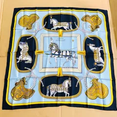 美品 HERMES エルメス スカーフ シルク 大判 馬 カレ90【C41-80】