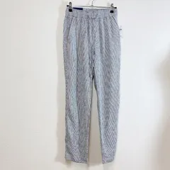 タグ付き未使用 GAP ギャップ ミッドライズ リネン混ストライプ イージーパンツ XXS レディース グレー ウエストゴム ドローコード クロップド丈 テーパード カジュアル 春夏 通勤 リラックス オフィス