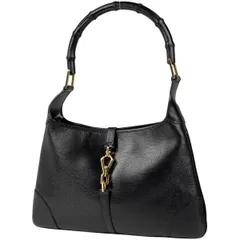 グッチ GUCCI ロゴ ショルダーバッグ バンブー ショルダーバッグ レザー ブラック 0014060 レディース 【中古】