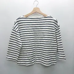 ◇ ⊂ 無印良品 ボーダー 五分袖 カットソー サイズXS ネイビー系 レディース E  【1501160034755】