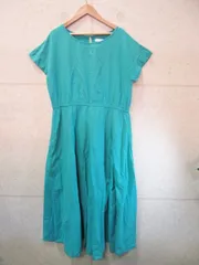 Bou Jeloud ブージュルドー ロングワンピース 半袖 ミモレ丈 無地 グリーン系 38サイズ
