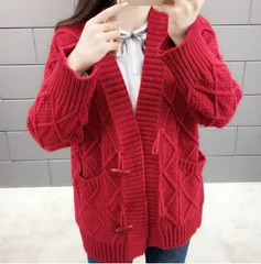 ローゲージ ニット カーディガン トップス アウター ミディアム丈 袖あり 長袖 Vネック 襟なし 前開き ケーブルニット 編み込み トグル ニット かわいい 大人可愛い きれいめ シンプル カジュアル 大人 上品 おしゃれ 大人女子 こなれ感 ラフ ラブリー