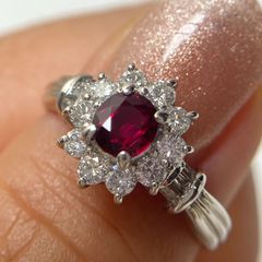 ルビーシンプル取り巻きリング　Pt900　ルビー0.62ct/ダイヤモンド0.56ct　＃12