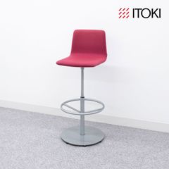 【中古品】ITOKI イトーキ ハイスツールFT カウンター チェア ローバック スツール ファブリック ピンク 定価8万