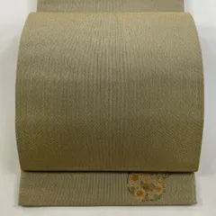 【美品】 袋帯 秀品 ワンポイント柄 箔 茶緑色 六通 正絹 【中古】