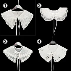 つけ襟　フェイクカラー　ビッグカラー　ホワイト　総レース　刺繍　花柄　おしゃれ　エレガント