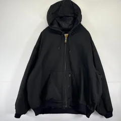 古着 カーハート Carhartt アクティブジャケット フルジップ ワーク ワンポイントロゴ パーカー 大きいサイズ 3XL  ブラック メンズ