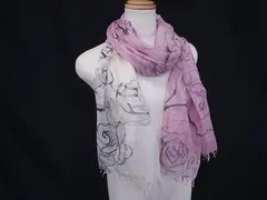 ■美品■ LANVIN ランバン フラワー 花 カシミヤ77%×毛23% スカーフ ストール ショール レディース ピンク系×ホワイト系 DJ5604