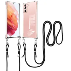 Galaxy S21 ケース ショルダー クリア Galaxy S21 SC-51B スマホケース SCG09 カバー ストラップ付き 肩掛け 斜めかけ 縄掛けケース TPU 薄型 軽量 取り外し可能 落下防止 柔軟 【透明】 1