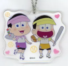 【中古】キーホルダー・マスコット(キャラクター) 十四松＆トド松 「セガコラボカフェ おそ松さん デフォルメアクリルキーホルダー～アメリカンカフェver.～」