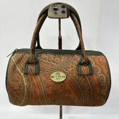 ★-36 ETRO エトロ ハンドバッグ ミニボストン ペイズリー柄 ブラウン系 手提げかばん レディース バッグ