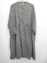 ◇ ⊇ ◎ ●未使用● rps アールピーエス ギンガムチェック 長袖 膝下丈 ワンピース サイズF グレー レディース E  【1411130011658】