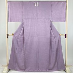 リユース着物 色無地 紫 藤色 セミフォーマル 染め 地紋織り 袷 絹 未洗い 【身丈】161cm【裄丈】68.5cm MS3352