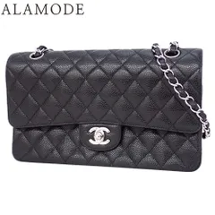 CHANEL(シャネル) マトラッセ ココマーク Wフラップ25 チェーンショルダーバッグ ショルダーバッグ 肩掛け 斜め掛け ダブルフラップ キャビアスキン ブラック黒 シルバー金具 レディース 40802142878【中古】【アラモード】