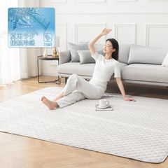 ベージュ 約135×190cm(約1.5畳) 速乾性 通気性 洗える 滑り止め付き 防ダニ 抗菌防臭 節電対策 省エネ 冷たい ひんやり 接触冷感 カーペット ラグ 夏用ラグマット ラグマット Ashler