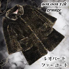 y2k 00s 90s 平成 ギャル ネオ ギャル男 ブルゾン ジャケット archive ヒョウ柄 ファージャケット コート フェイクファー フェアリー グランジ  光沢 レオパード サイズ L ネオグランジ ギミック パンク