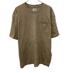 carhartt 半袖 ロゴTシャツ L ライトカーキ プルオーバー ポケット付き ストリート カーハート 古着卸 アメリカ仕入 a705-5664