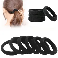 ポニーテール ヘアゴム 50個セット 太め 結び目なし リングゴム 洗える 輪ゴム ラージストレッチヘアネクタイヘア 太くて重い巻き毛用 (ブラック)