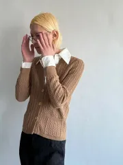 【美品】CELINE カーディガン カシミヤ サイズ3 マカダムボタン 90s CELINE - 美品 セリーヌ CELINE カーディガン ニット カシミヤ