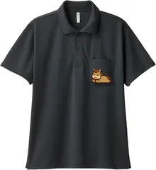 【新品】胸元ポケットうまワンポイント/馬/ポケット/Tシャツ/半袖/かわいい/イラスト/おしゃれ/メンズ/レディース/00330‐AVP/glimmer4.4オンスドライポロシャツ（ポケット付き）/ブラック